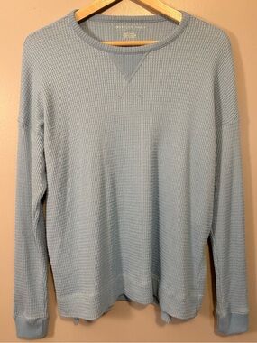 American Eagle Outfitters Light Blue Waffle Crewneck Sweater Oversized Small